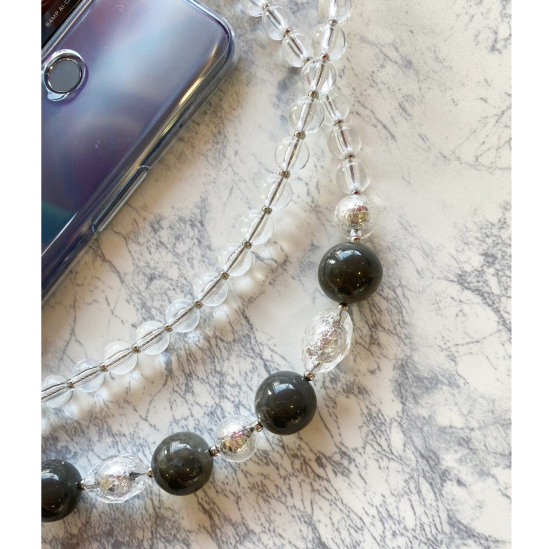スマホショルダーストラップ ビーズ アクセサリー 紐 PUDI
