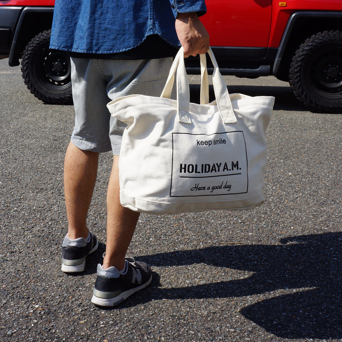 バッグ トート ショルダー 2WAY メンズ レディース 大きいサイズ フタ付き 布 帆布 HolidayA.M.