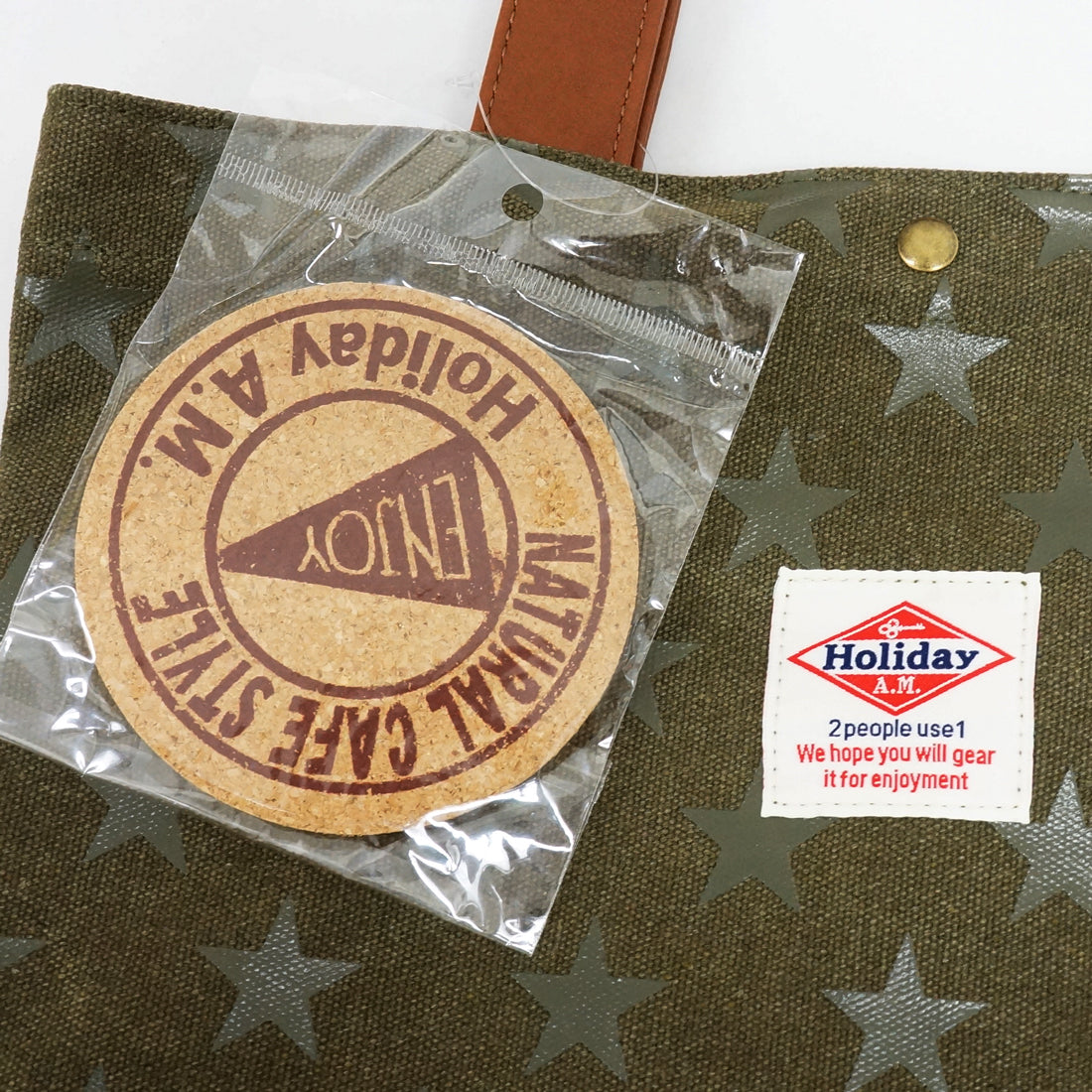 バッグ トートバッグ レディース メンズ 星柄 キャンバス 帆布 A4サイズ コースター付き HolidayA.M.