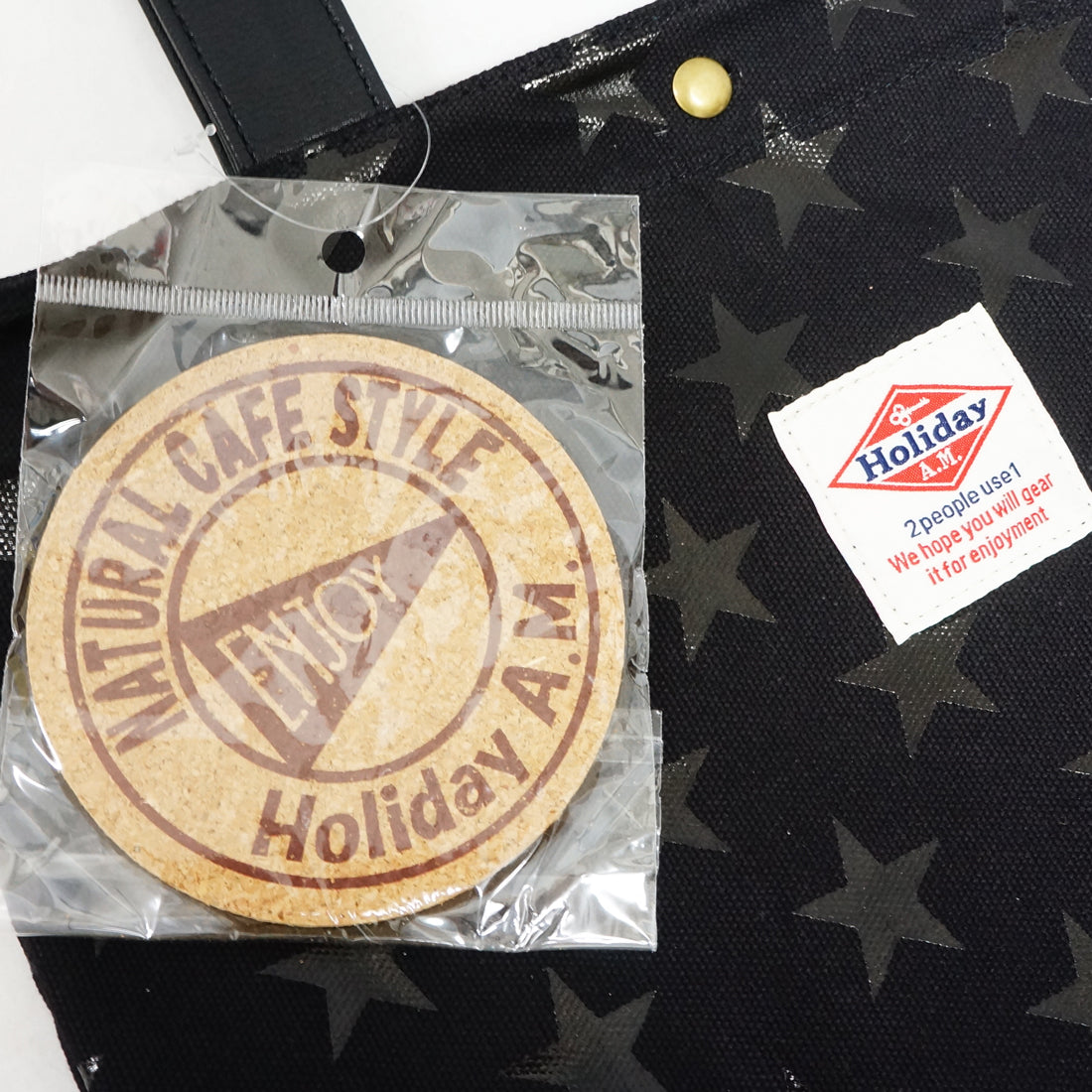 バッグ トートバッグ レディース メンズ 星柄 キャンバス 帆布 A4サイズ コースター付き HolidayA.M.