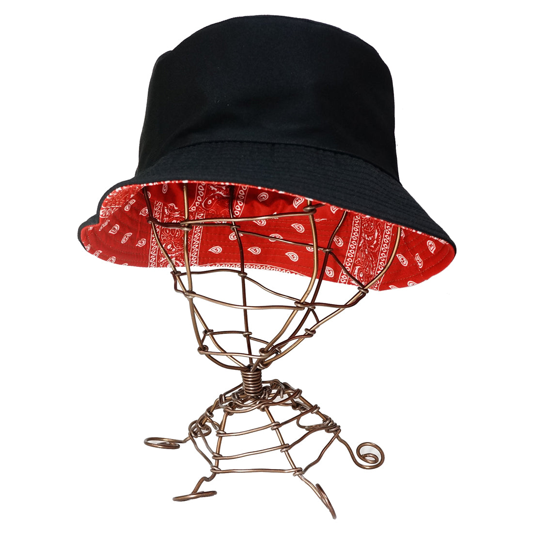 帽子 バケットハット ハット HAT ペイズリー 無地 ブラック リバーシブル バンダナ柄 メンズ レディース