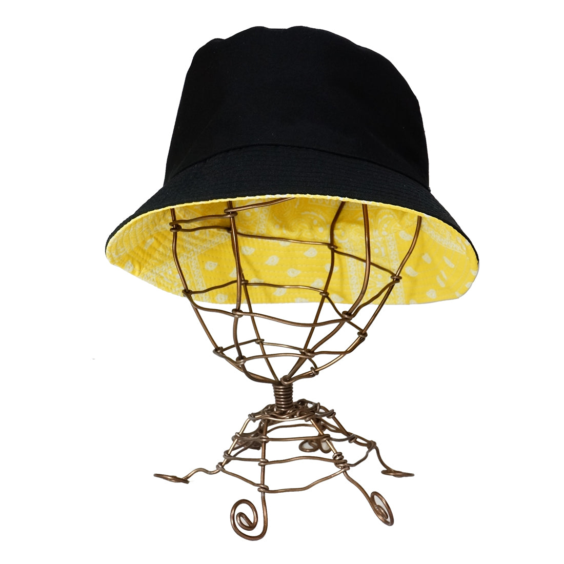帽子 バケットハット ハット HAT ペイズリー 無地 ブラック リバーシブル バンダナ柄 メンズ レディース
