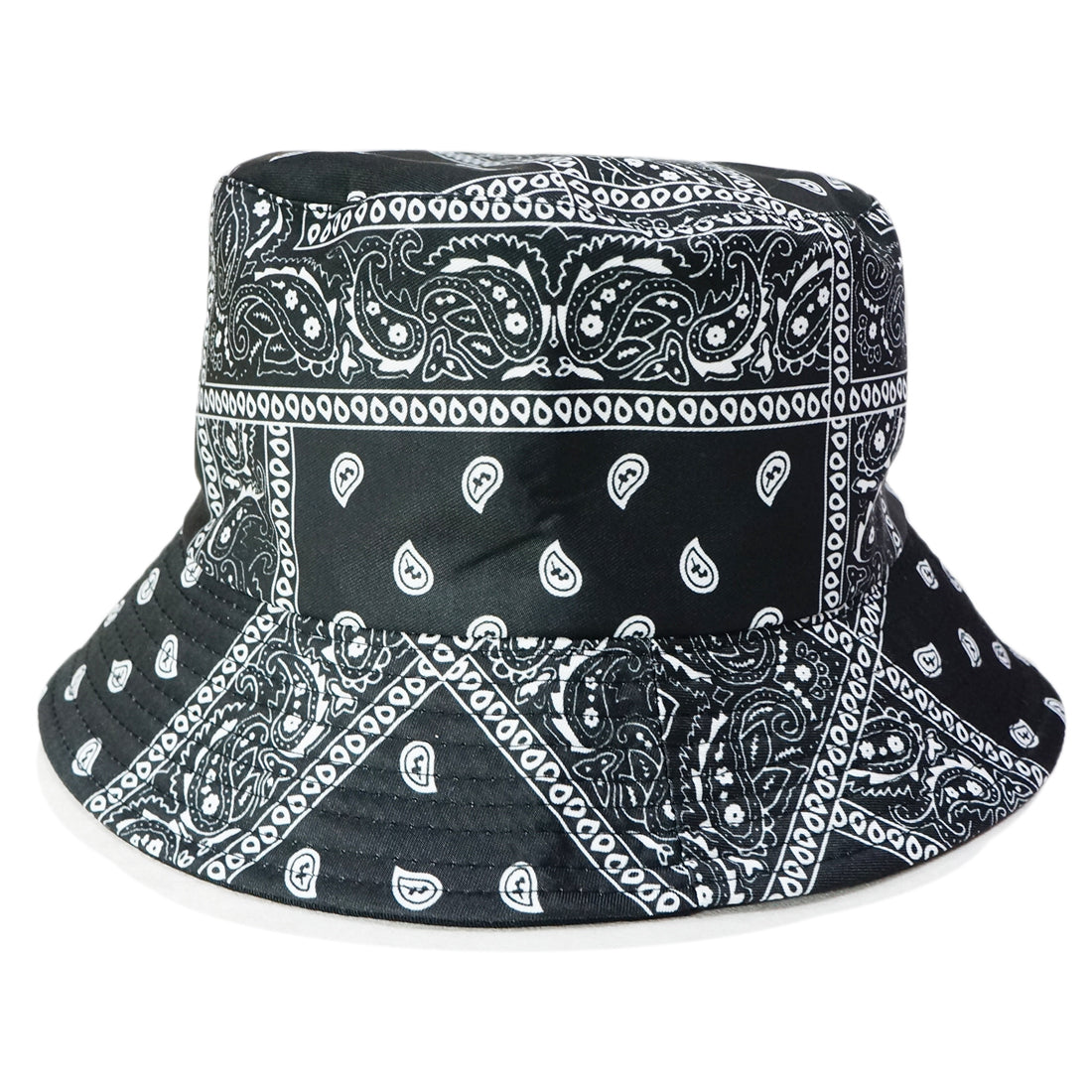 帽子 バケットハット ハット HAT ペイズリー 無地 ブラック リバーシブル バンダナ柄 メンズ レディース