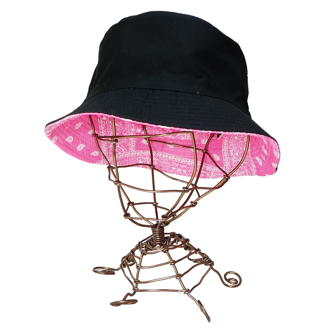 帽子 バケットハット ハット HAT ペイズリー 無地 ブラック リバーシブル バンダナ柄 メンズ レディース