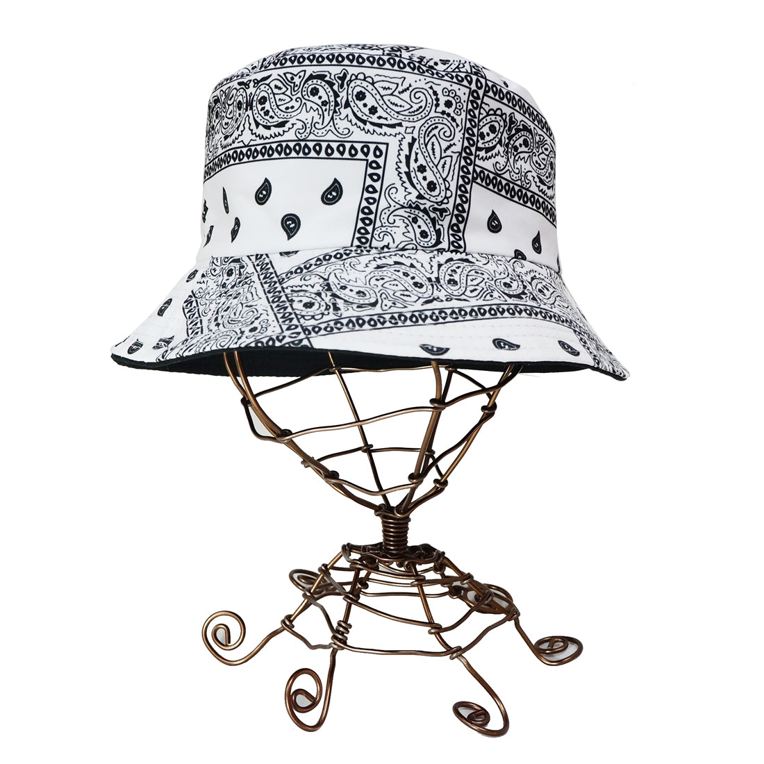 帽子 バケットハット ハット HAT ペイズリー 無地 ブラック リバーシブル バンダナ柄 メンズ レディース