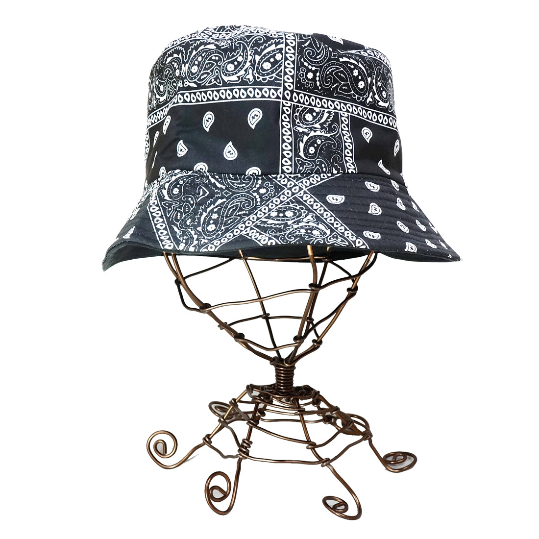 帽子 バケットハット ハット HAT ペイズリー 無地 ブラック リバーシブル バンダナ柄 メンズ レディース