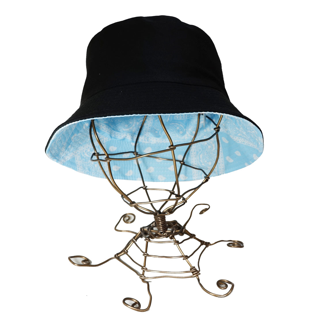 帽子 バケットハット ハット HAT ペイズリー 無地 ブラック リバーシブル バンダナ柄 メンズ レディース