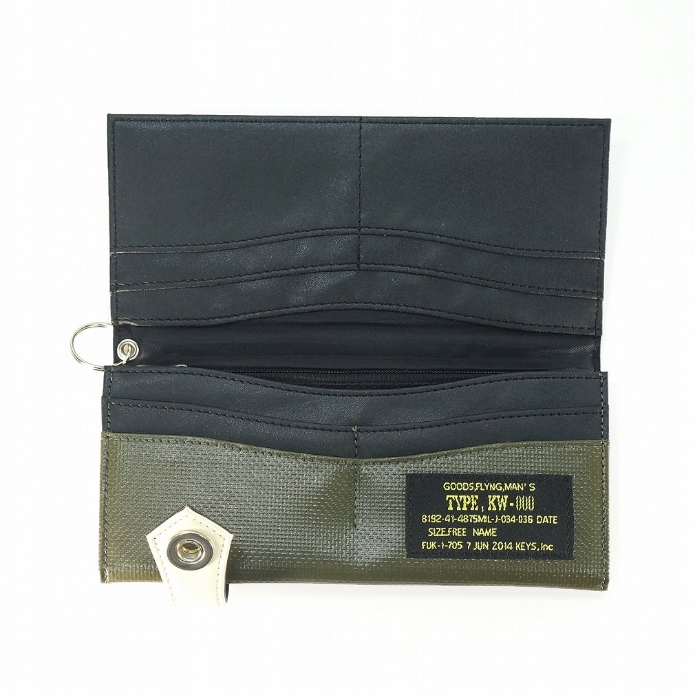 財布 長財布 ミリタリー 財布 ターポリン テント生地 ウォレットチェーン付き メンズ キーズ Keys