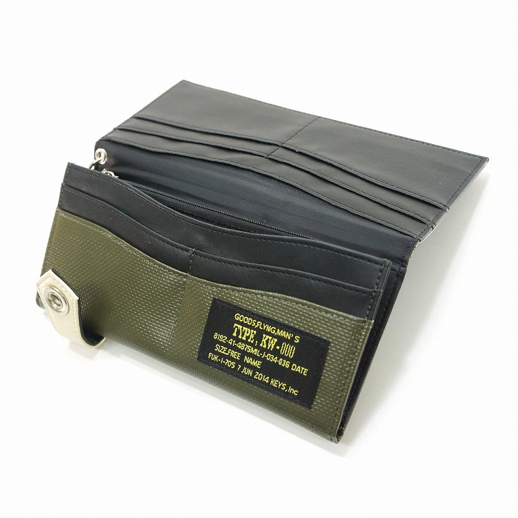 財布 長財布 ミリタリー 財布 ターポリン テント生地 ウォレットチェーン付き メンズ キーズ Keys