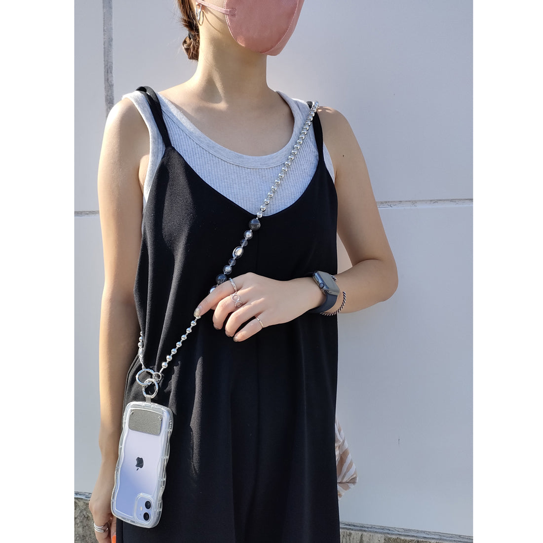 スマホショルダーストラップ ビーズ アクセサリー 紐 PUDI