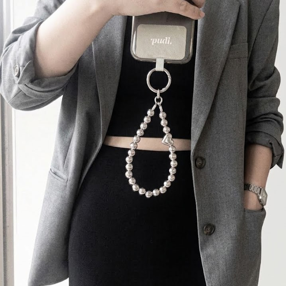 LINE SILVER HEART STRAP